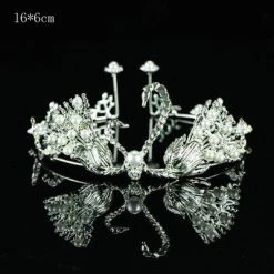 Everything Party Premium Large Metal Tiara With Pearl And Swan Cake Decoration - Silver