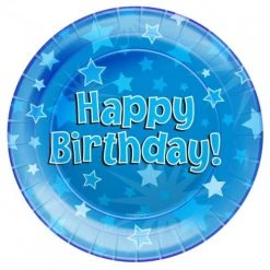 Alpen 8pk Blue Happy Birthday Paper Plates - 23cm All Birthday