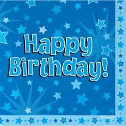 Alpen 16pk Blue Luncheon Napkins - Happy Birthday