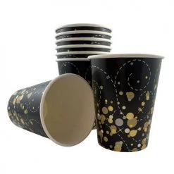 Alpen All Birthday 8pk Sparkling Fizz Black Gold Paper Cups