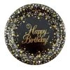 Alpen All Birthday 8pk Sparkling Fizz Black Gold Happy Birthday Paper Plates - 23cm
