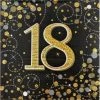 Everything Party 16pk Sparkling Fizz Black Gold Luncheon Napkins - 18th All Birthday