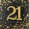 Everything Party 16pk Sparkling Fizz Black Gold Luncheon Napkins - 21st