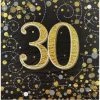 Everything Party 16pk Sparkling Fizz Black Gold Luncheon Napkins - 30th All Birthday
