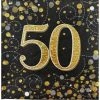 Everything Party All Birthday 16pk Sparkling Fizz Black Gold Luncheon Napkins - 50th