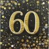 Everything Party 16pk Sparkling Fizz Black Gold Luncheon Napkins - 60th