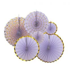 Everything Party 6pcs Decorative Paper Fan Metallic Rim - Purple All Birthday