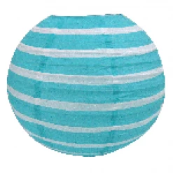 Everything Party 30cm Stripe Paper Lantern - Aqua Blue