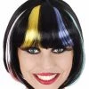Everything Party Wig - Dr Tom's Deluxe Penelope Bob Black With Coloured Streaks By Theme