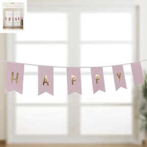 Everything Party Happy Birthday Bunting With Gold Foiled (Blue, Pink) All Birthday