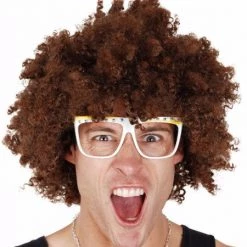 Dr. Tom's By Theme Wig - Tomfloory Deluxe Red Fro Curly Brown Wig