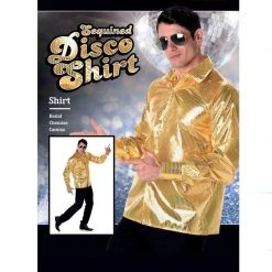 Oceana Adult Gold Sequined Disco Shirt