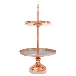 Everything Party Party Hire - Deluxe Metallic Rose Gold Cup Cake Stand 2 Tier All Birthday