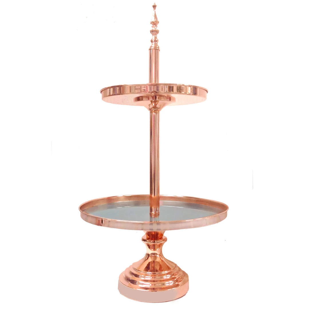 Everything Party Party Hire - Deluxe Metallic Rose Gold Cup Cake Stand 2 Tier All Birthday