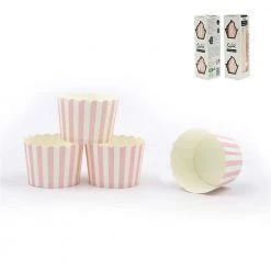 Everything Party 30pk Pink Paper Baking Cupcake Cups With White Stripe