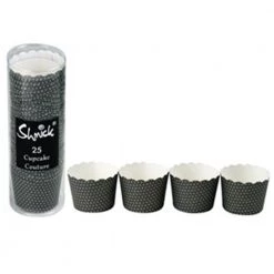 Everything Party 25pk Black Mini Paper Baking Cupcake Cups With White Dotty All Birthday