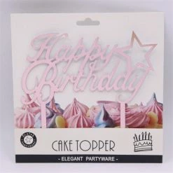 Everything Party All Birthday Acrylic Happy Birthday Cake Topper - Rose Gold