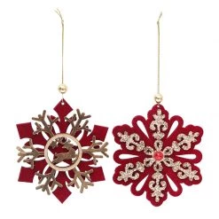 Pacific Wholesale By Event 2pk Flocked Snowflake Tree Ornaments Christmas Decoration