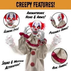Everything Party 153cm Scary Harry The Motion Activated Animated Killer Clown Halloween Prop By Event