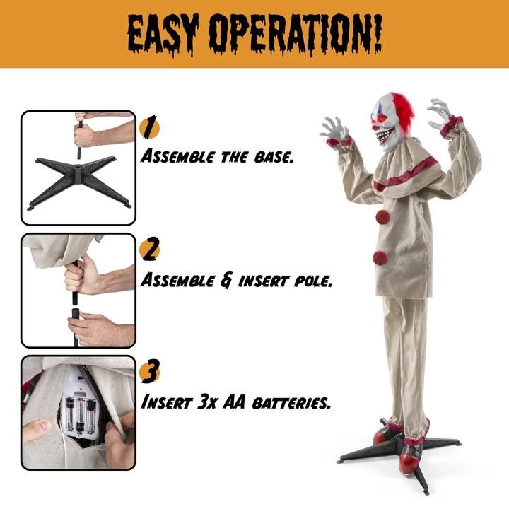 Everything Party 153cm Scary Harry The Motion Activated Animated Killer Clown Halloween Prop By Event