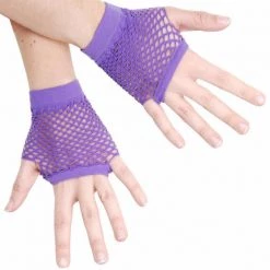 Dr. Tom's Short Fishnet Gloves - Purple By Theme