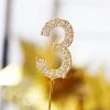 Everything Party All Birthday Metal Number Birthday Cake Topper With Crystal - Gold 3