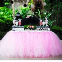 Everything Party All Birthday Party Hire - Deluxe Pink Tulle Table Skirt