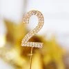 Everything Party Metal Number Birthday Cake Topper With Crystal - Gold 2