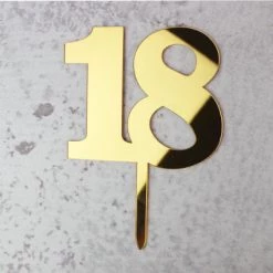 Everything Party Acrylic Mirror Metallic Gold Birthday Cake Topper - 18 All Birthday