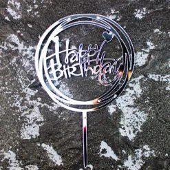 Everything Party Happy Birthday Mirror Plastic Cake Topper