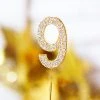 Everything Party All Birthday Metal Number Birthday Cake Topper With Crystal - Gold 9