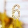 Everything Party Metal Number Birthday Cake Topper With Crystal - Gold 6