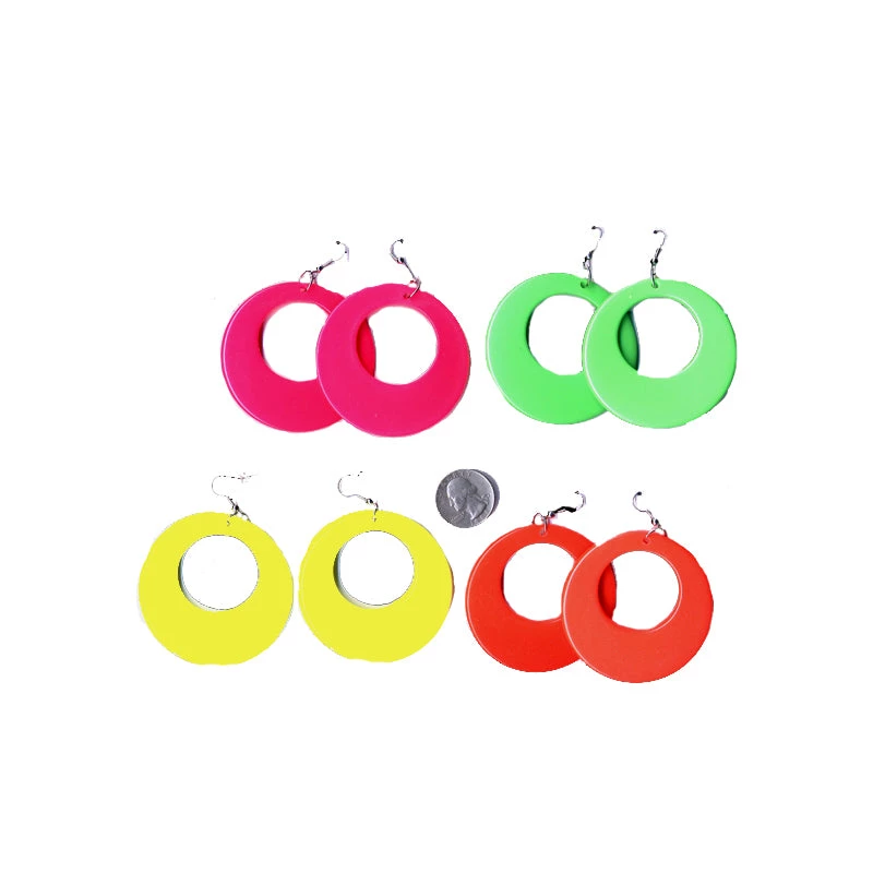 JD Party By Theme 80s Neon Clip-on Earrings