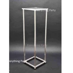 Everything Party All Birthday Party Hire - Deluxe Metallic Silver Floor Plinth Stand 100cm