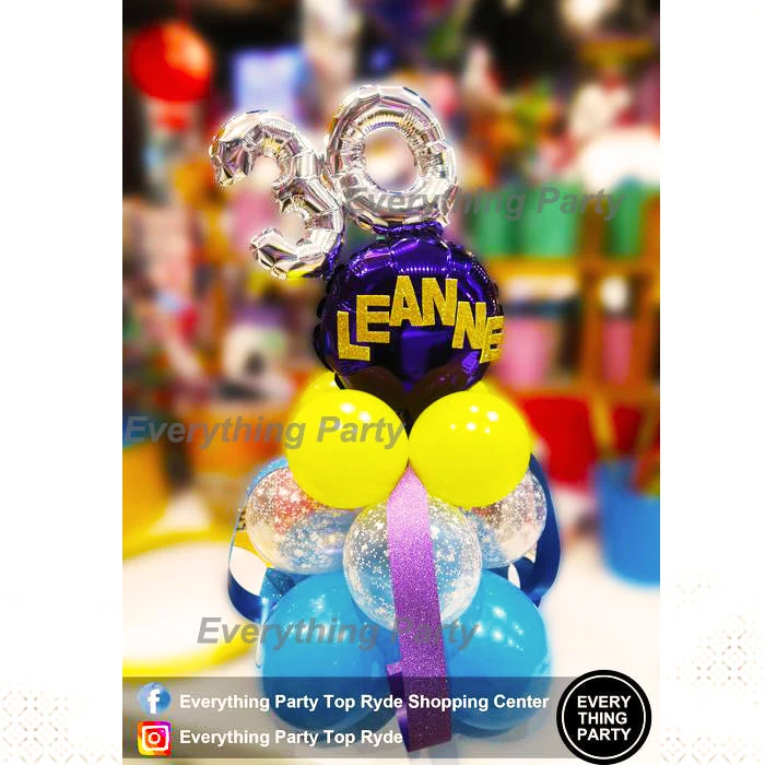 Everything Party 30th Birthday Table Balloon Arrangement