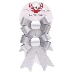 Everything Party Christmas Gift Bow Silver 2pk - 18cm