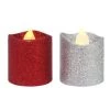 Oceana 2pk Metallic Glitter Christmas LED Tealight 5cm