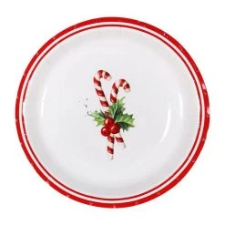 Oceana 12pk Christmas Paper Plates 18cm - Candy Cane
