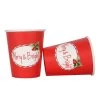 Oceana 12pk Christmas Paper Cups - Red Candy With Holly By Event