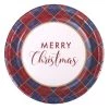 Oceana 12pk Christmas Paper Plates 23cm - Merry Christmas With Tartan By Event