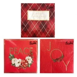 Oceana By Event 20pk Classic Red Foil Christmas Napkins 33X33cm 3PLY
