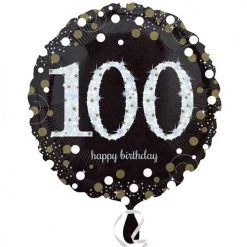 18" Anagram Happy 100th Birthday Holographic Silver Foil Balloon Balloons