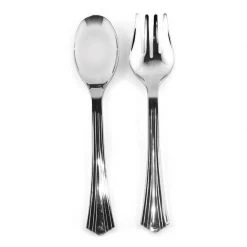Everything Party 2pk Stainless Steel Look Silver Plastic Salad Servers