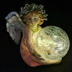 Pacific Wholesale Ceramic Christmas Angel Decoration With LED Lights By Event