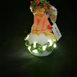 Pacific Wholesale Ceramic Christmas Angel Decoration With LED Lights