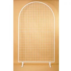 Everything Party Party Hire - 2.1m*1.2m White Round Top Metal Square Mesh Backdrop Balloon Arch Stand