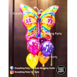 Everything Party 1st Birthday Girl Butterfly SuperShape Helium Balloon Bouquet