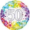 Qualatex Balloons 18" Oaktree Rainbow Dots 50th Birthday Foil Balloon