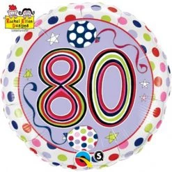 Qualatex 18" Qualaex Happy 80th Birthday Rachel Ellen Designs Foil Balloon