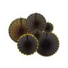 Everything Party 6pcs Decorative Paper Fan Metallic Rim - Black